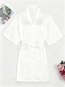 1 Piece Custom Face Merry Christmas Women's Robe Personalized Photo Holiday Bathrobe Festive Nightwear Bridal Party Gift For Her - White - View 3