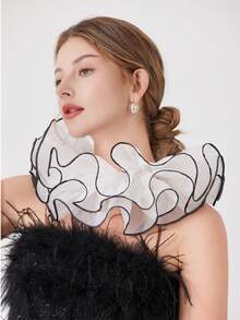 1pc Exaggerated Ruffled Detachable Mesh Collar For Women,Festival,Travel,Disco,Graduation Outfit - Multicolor - View 12