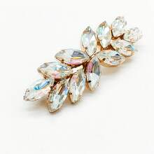 Presilha de cabelo dourada em formato de folha de cristal de luxo (iridescente/rosa roxo ombré), presilhas de garra, prendedor de cabelo, presilhas de cabelo