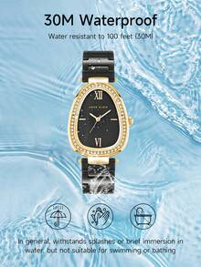 Anne Klein Women's Black Ceramic Bracelet Watch Slim Analog Quartz Watch for Women with Crystal Oval Glossy Black Dial,Ladies' Elegant Wrist Watch with Adjustable Bracelet - 黑色 - 查看 5