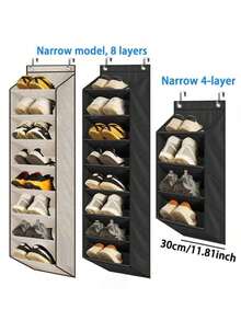 1 pezzo Porta scarpe stretto beige e nero montato sulla porta, stile festivo natalizio a 4/8 ripiani con tasche profonde, organizer appendibile per scarpe e stivali, adatto per porta, armadio, parete e camera da letto, collezione natalizia, ideale per organizzare le scarpe invernali, regalo di Natale perfetto per la casa, essenziale per l'accumulo di fine anno e decorazioni natalizie