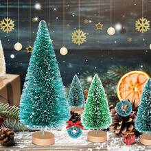 56 piezas Conjunto de árboles de Navidad miniatura artificiales Árboles de Navidad de sisal con escarcha para manualidades DIY, decoración de mesa para el hogar - Multicolor - Ver 5