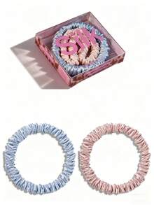 2 pièces Chouchous en soie de mûrier 100%, élastiques fins en soie de mûrier, ensemble de chouchous en soie de mûrier 22 momme pour femmes aux cheveux bouclés et fins, Srevela, porte-queue de cheval - Multicolore - Voir 27