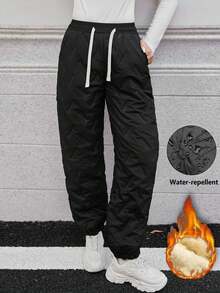 Lässige, sportliche und bequeme Loungewear & Street-Chic Stil schwarze Hose mit geripptem, strukturiertem Muster, perfekt für den täglichen Wintergebrauch, Gym-Workouts, Outdoor-Jogging, Regentags-Erledigungen - Schwarz - Übersicht 6