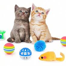 únel para Gatos de 24 Piezas, Juego Interactivo Plegable para Gatos de Interior,únel, Pelota,Cuentas, Cascabeles, Plumas - 24 piezas - Ver 3