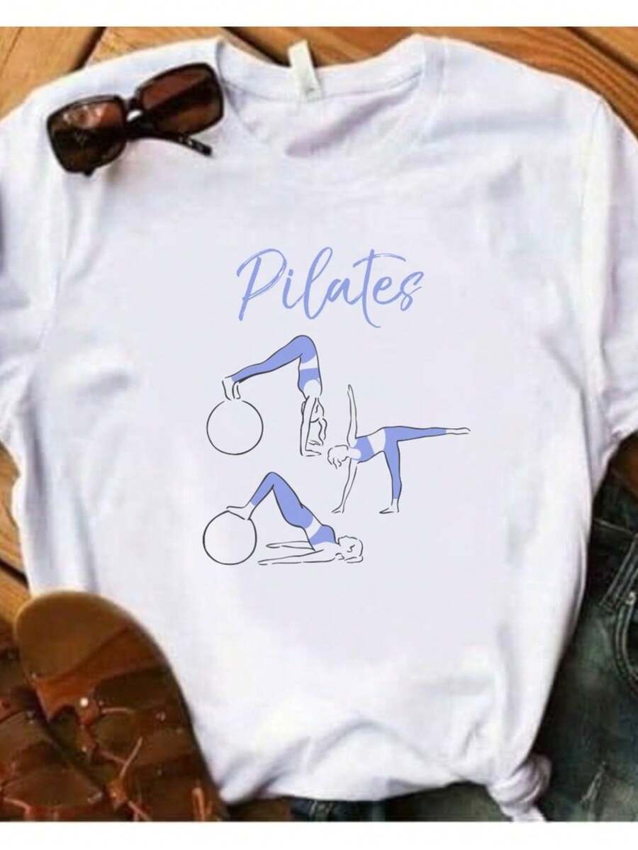 Women's Pilates Blouse T-Shirt Basic T-Shirt Pilates Workout Gymnastics Immediate Shipping 100% Cotton - TRẮNG 8 - Xem 1