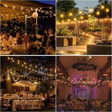 34FTSolar String Lights Outdoor Waterproof, Solar Powered Patio Light With 15 Dimmable S14 Edison Bulbs Shatterproof & Remote Control, Solar String Lights For Outside Garden Backyard - 暖白色 - 查看 5