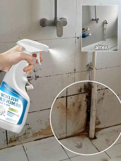 Removedor de mofo de parede 500ml, spray limpador de manchas de mofo para rejunte de azulejos, adequado para limpeza de paredes internas, juntas de banheiro, juntas de azulejos e outras superfícies de parede