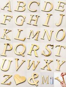 Silver Mirror Alphabet A-Z Wall Stickers - 10/15/20/30cm Tall Letters & Symbols Sold Separately, Dual-Layer Design: Reflective Acrylic Top + 1cm Thick Foam Base With Adhesive, Apply Together For 3D Effect Or Use Only Mirror Layer, Create Custom Words On Walls/Windows, Ideal For Marriage Ceremony Initials, Inspiring Messages In Work Areas, Romantic HOME Displays