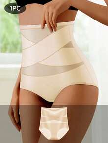 1pc Women's High Waist Seamless Shapewear Panty, Tummy Control, Butt Lift, Waist Cincher, Flattens Belly - Apricot - View 15