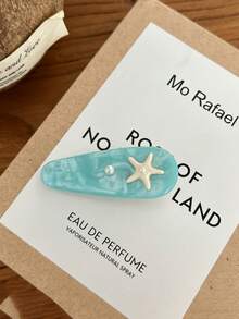 2pcs Women's Cute Wave Starfish Shell Hair Clips, Bangs Clips, Seagreen Shell Starfish Acetate High-End Hair Accessories