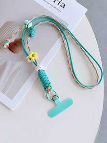 1 pieza Cordón ajustable de nailon con colgante floral, correa transversal resistente, correa para la muñeca para teléfono, cámara, bolso, unisex