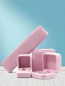 1 pieza Joyero, puede contener pulseras, anillos, colgantes, aretes, collares, caja de almacenamiento de joyas de terciopelo, adecuada para el hogar, viajes, Día de San Valentín, temporada de regreso a clases, cumpleaños, celebraciones festivas, regalos de fiesta - Rosa - Ver 2