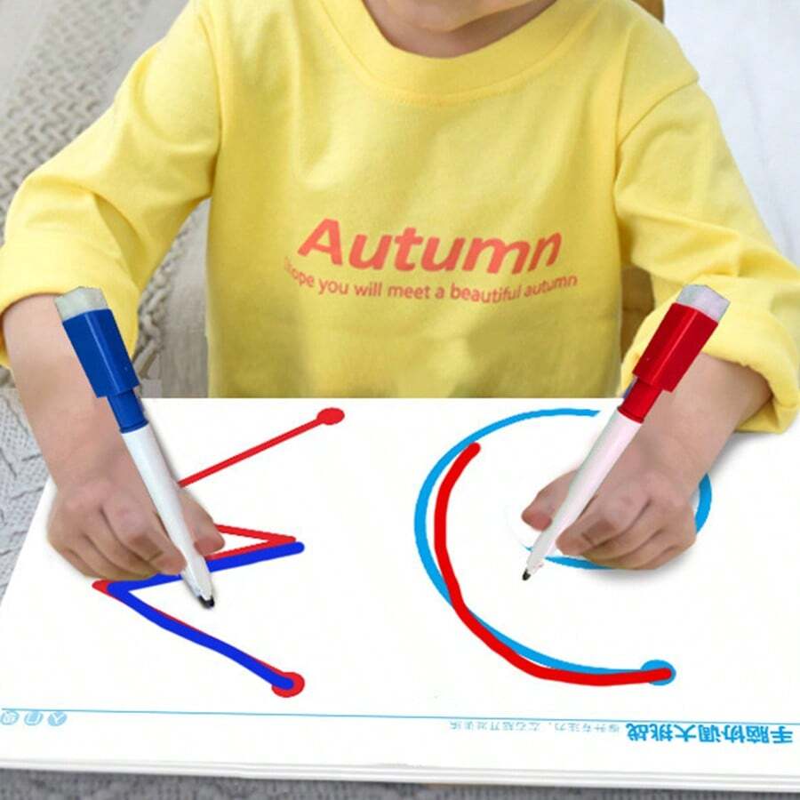 hoojojo 1 Peça Ferramenta de Ensino de Desenvolvimento do Cérebro Esquerdo e Direito, Auxílio para Melhoria do Equilíbrio e Atenção, Quadro Apagável Reutilizável, Conjunto de Treinamento de Coordenação Mão-Cérebro para Desenvolvimento Cerebral Geral, Acessórios de Treinamento de Controle de Caneta, Acessórios de Treinamento de Habilidades Motoras Finas, Suprimentos Educacionais Montessori, Desafio de Pensamento Jogo Cerebral, Acessórios de Interação Sensorial, Adequado para Ensino em Sala de Aula, Jogos Familiares e Locais de Festa Multiplayer