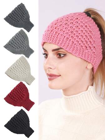 Diadema de punto, sombrero superior vacío de mujer para otoño e invierno, protección de oídos cálida, diadema ensanchada, accesorios para el cabello de lana, diadema elegante bufanda bandas de cabello cálidas para mujeres