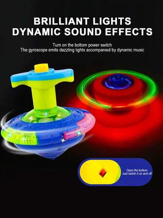1set Children's LED Rotating Gyro Toy - UFO Spinner With Wings, Music Function, Novelty Cool Gyro, Suitable For Boys And Girls As New Year/Christmas Gift
