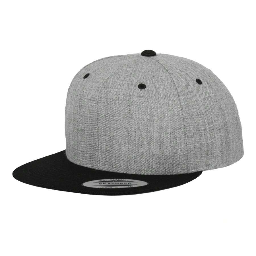 Classic Two Tone Snapback Cap (Heather/Black) - Coffee Brown - View 1