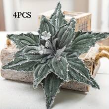 4/1 قطعة زهرة عيد الميلاد بطول 10.24 بوصة، أزهار اصطناعية من المخمل اللامع، نباتات مزيفة لتزيين شجرة عيد الميلاد والزينة الزفاف، ديكور المنزل في فصل الخريف، مثالية لتزيين الشجرة والمناسبات العطلات، ديكورات احتفالية أنيقة، تصميم معقد لديكور غرفة الشتاء