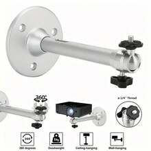 Support mural/plafond rotatif robuste en alliage d'aluminium pour caméra de sécurité et projecteur, rotation horizontale/verticale à 360°, hauteur réglable, installation rapide - Compatible avec caméras IP, projecteurs, mini-caméras et systèmes de vidéosurveillance - Support compact et robuste, idéal pour la surveillance à domicile ou au bureau - Multicolore - Voir 2