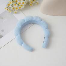 1 pieza Diadema de terciopelo azul para mujer, accesorios para el cabello minimalistas de corona alta para lavarse la cara, envoltorio de ducha lindo