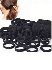 50pcs Bird Bag Black Simple, Fashionable, Versatile, Elegant Women's High Elasticity Hair Tie Black Basic Hair Hoop Suitable For Daily Use ,Ponytail Holders ,Hair Elastics ,Hair Rubber Bands ,Scrunchies ,Hair Rope ,Elastic Hair Tie