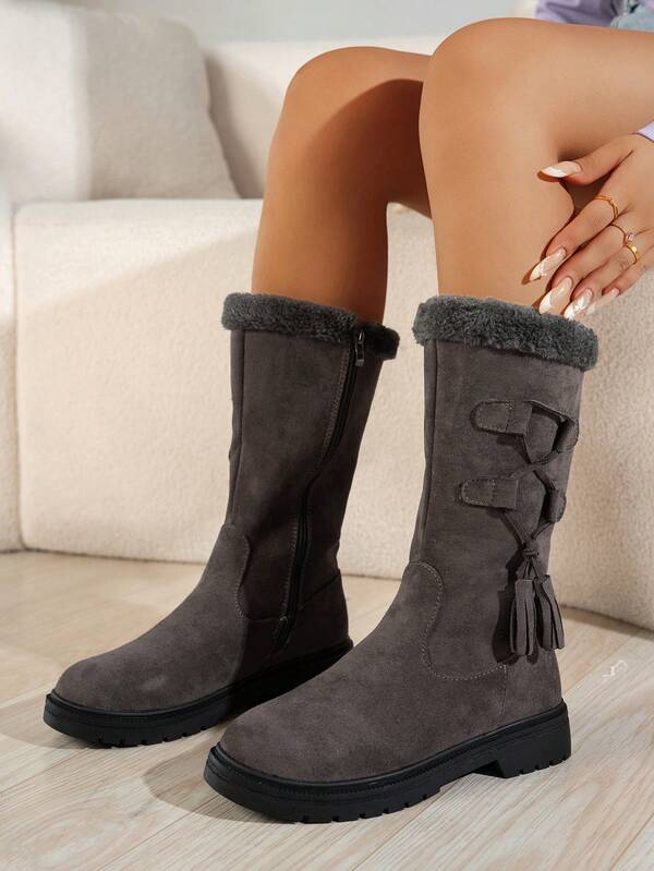 Damen neue lässige thermisch gefütterte warme Stiefel, europäischer und amerikanischer Mode Kniehohe Schneestiefel