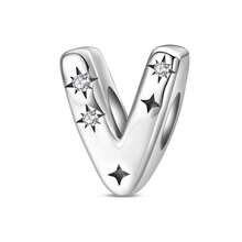 Easvnya S925 Silver-Plated A-Z 26-Letter Silver Star Beaded Daily Versatile Pendant, Commuting Small Pendant Suitable For Original Bracelets And Necklaces, Simple And Fashionable Pendant DIY Jewelry Making, Buy Your Favorite Letters To Form Your Own Birthday Or Name, Women's Birthday, Holiday Party Gifts