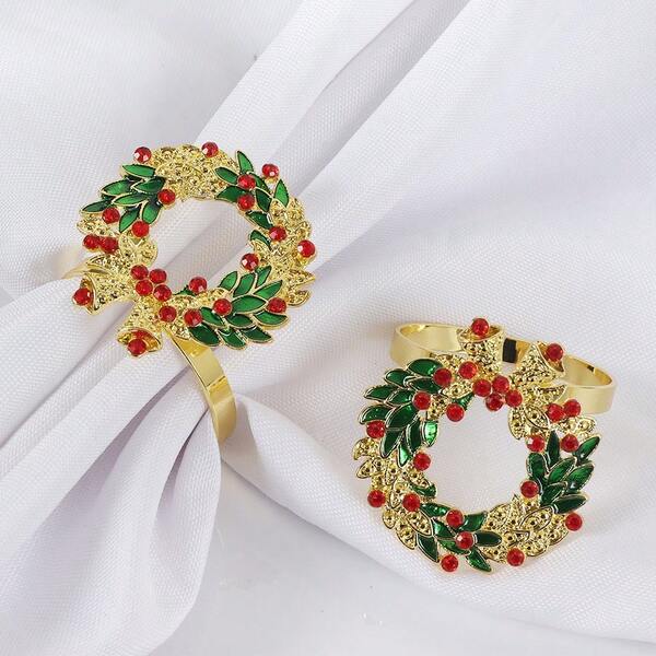 Corona de aleación pintada con rhinestones, decoración de comedor, mesa de hotel, decoración de fiesta navideña