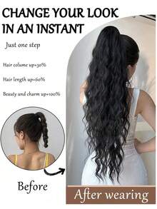 Extensión de cola de caballo de 26 pulgadas de largo de fibra sintética resistente al calor, adecuada para que las mujeres la usen en fiestas y uso diario.