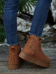 女士雪地靴百搭短筒加厚毛绒内里保暖防滑2025秋冬新款 - 駝色 - 查看 5