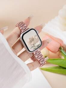 1pc Women's Girl's Rose Gold Slim Stainless Steel Band Compatible With Apple Watch Band Series 10 9 8 7 6 5 4 3 2 1 38mm 40mm 41mm 42mm 44mm 45mm 46mm 49mm Ultra 1/2 SE Wristband Replacement For Watch Strap,Best Present To Girlfriend,Friend And Family For Valentine's Day,Birthday And Mother's Day