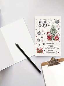 5/3/1pc Special Couple Christmas Card Without Envelope - Red Scarves & Snowy Tree, Heartfelt Message For Couples, Holiday Greetings For Christmas, New Year, Valentine's Day - Cute Gift For Partners & Loved Ones, Festive Celebration, Elegant Finish, Premium Cardstock, Romantic Partners