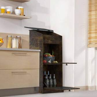 Wooden Potato And Onion Storage Bin Lid, Large Capacity And Ventilated Design, Pantry, Kitchen Brown