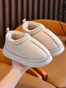 Children's Boots, Snow Boots, Autumn/Winter, Toddler/Little Kids, Boys/Girls, Indoor Plush Slippers, 2025 Autumn/Winter New Soft Sole Bedroom Slippers, Retro Elegant Style - Beige - View 2