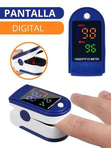 Oxímetro Digital de Dedo Índice con Pantalla LED Oxigeno en la Sangre Pediátrico - Azul - Ver 2