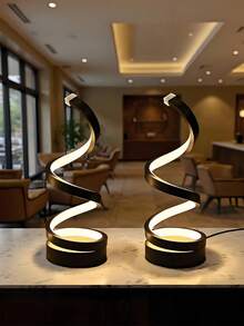 2 pezzi Lampada da scrivania a LED a spirale moderna, lampada da comodino dimmerabile con 3 modalità di colore per camera da letto, lampada da scrivania a spirale con luminosità regolabile per soggiorno, studio, decorazione della stanza, include lampadina LED