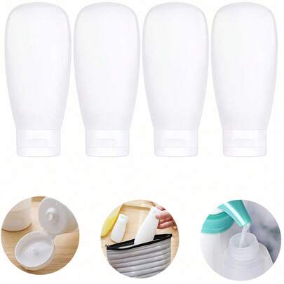 4pcs Travel Bottle Set, Portable Leak-Proof Refillable Squeeze Bottles For Airplane Essentials Shampoo, Lotion, Makeup, Shower Gel For Toiletry And Ma