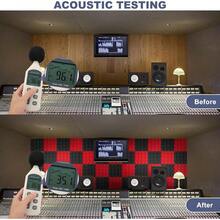 Acolchado Insonorizado,  24 Paquetes de Espuma Insonorizadora 25x25x5CM Paneles de Espuma Acústica Rojo y Negra, Ideales para Grabar en Estudios, Salas de TV, Habitaciones de Niños, Oficinas y Grabaciones de Podcasts