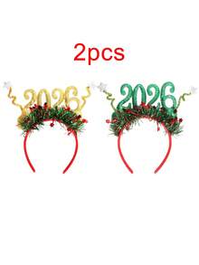 2 piezas/1 pieza Bandas para el cabello de Navidad y Año Nuevo. Diadema y tocado para 2026. Diadema con estampado de estrellas y dígitos 2026, decoración de fiesta de Navidad, accesorios para fotos, diadema de Año Nuevo. Tocado y diadema conmemorativa de Año Nuevo. Accesorios para el cabello de mujer, diademas. Tocados, otoño, accesorios para el cabello de mujer, accesorios de belleza, cosas para el cabello, rellenos de calcetines de mujer, regalo de Navidad, rellenos de calcetines para adultos, cosas para el cabello, relleno de calcetín, accesorios navideños para el cabello de mayoría de edad, ideas de regalo, rellenos de calcetines de belleza, Navidad