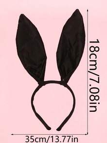 1个粉色/黑色/白色兔耳朵头箍，性感兔子装扮配饰，适用于万圣节派对、化装舞会、夜总会表演、情人节服装