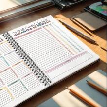 1pc Adult Women's ADHD Cleaning Planner, Cleaning Schedule And Checklist Organizer, Home Cleaning Routine, Includes Daily/Weekly/Monthly Tasks, Editable Chore List Notebook, Suitable For Household Cleaning, DIY Home Improvement School Supplies - Black - View 4