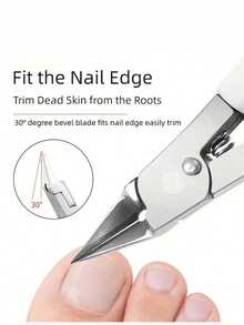 1pc Toenail Clippers For Thick Ingrown Nails Wide Opening Non-Slip Long Handle Toenail Cutter Trimmers Double Headed Dead Skin Shovel Suit