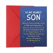 1 Stück "An meinen liebsten Sohn" Geburtstagskarte, Ermutigungskarte, Weihnachtskarte - Nachdenkliche und herzliche Grüße für deinen Sohn an seinem besonderen Tag