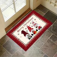 1pc Crystal Velvet Christmas Entrance Mat, Home Doormat, Anti-Slip Carpet Floor Mat