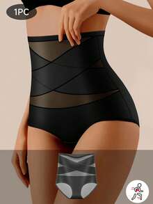 1件装女士高腰无痕塑身内裤，收腹提臀，束腰平腹