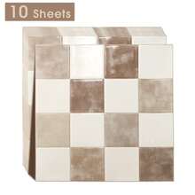 shiny home 10pcs Of 26.67*26.67 Cm Self-Adhesive Wall Stickers, Waterproof Kitchen Backsplash, New Decoration Materials For Kitchen Renovation, Easy To Install DIY. - Beige - View 6