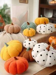 1pc 3D Pumpkin Pillow, Halloween Pumpkin Pillow, Fall Decor, Thanksgiving Decoration Indoor, Fall Winter Throw Pillows Halloween Decoration, Thanksgiving Halloween Party Decoration, Room Decor, Home Decor