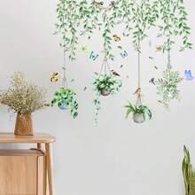 Vinilo decorativo de pared con diseño de plantas, mural artístico verde para pared, ideal para decorar tu sala de estar, dormitorio o cualquier espacio del hogar. - Verde - Ver 5