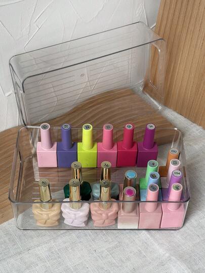 Large Capacity Expandable Desk-Top Organizer Box For Nail Polish, Eyelash Extensions, High Transparency Nail Gel Bottle Storage, Stackable Multi-Layer Portable Tool Organizer Tray