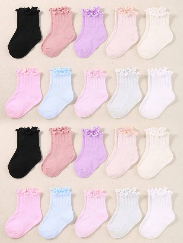 20 Pairs Baby Girls Socks | 10 Pairs Baby Girls Socks | Black White Pink Socks | Infant Toddler Socks | Perfect For Little Princesses | Baby Socks | Newborn Socks | Toddler Socks | Present For Halloween Thanksgiving Christmas